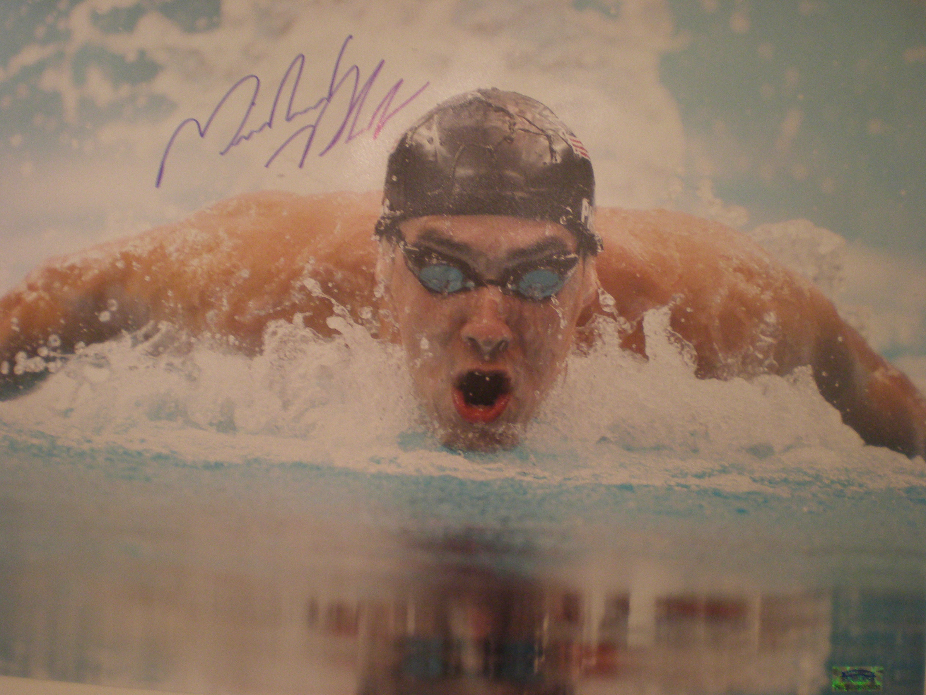 MICHAEL PHELPS SIGNED 16x20 PHOTO THE BUTTERFLY